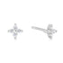 Silver Four-Petal Stud Earrings
